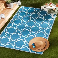 Kirklands Home Outdoor Rugs|Blue Moroccan Trellis Outdoor Area Rug, 4x6