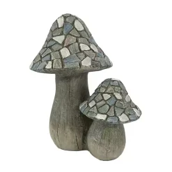 Kirklands Home Garden Statues|Blue Mosaic Mushrooms Outdoor Statue