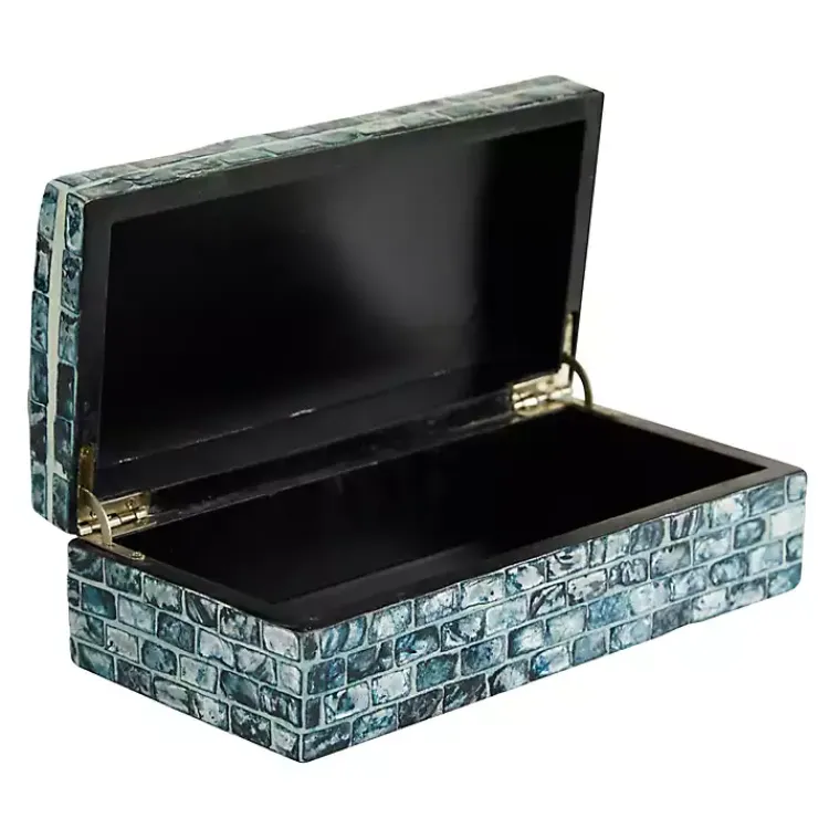 Blue Mother of Pearl Coastal Boxes, Set of 2 Baskets & Boxes