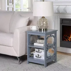 Kirklands Home Accent & End Tables|Octagon 2-Shelf Accent Table Blue