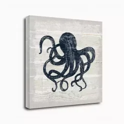 Kirklands Home Canvas Art|Blue Octopus Driftwood Canvas Art Print White