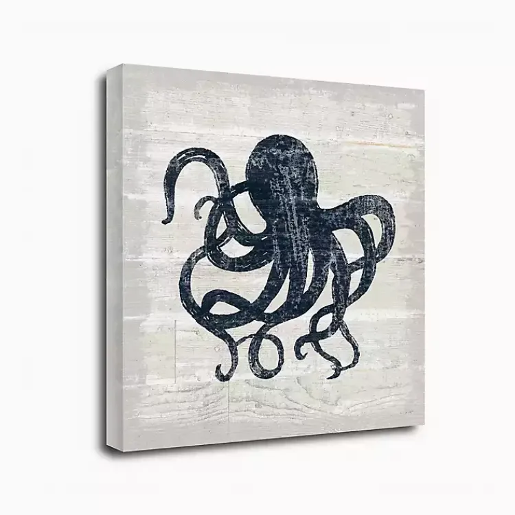 Kirklands Home Canvas Art|Blue Octopus Driftwood Canvas Art Print White