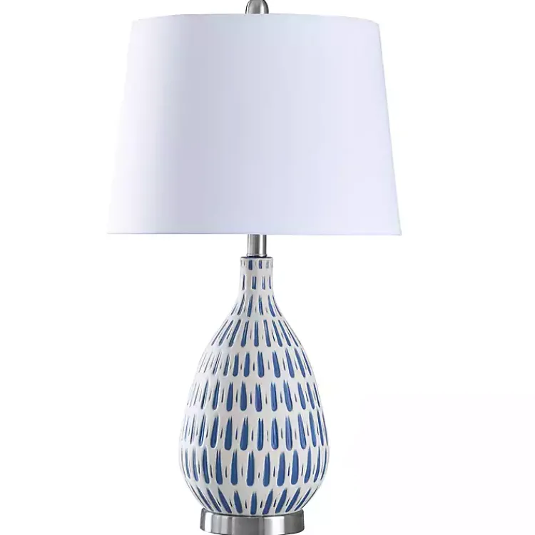 Kirklands Home Table Lamps|Blue Off-White Ceramic and Steel Table Lamp