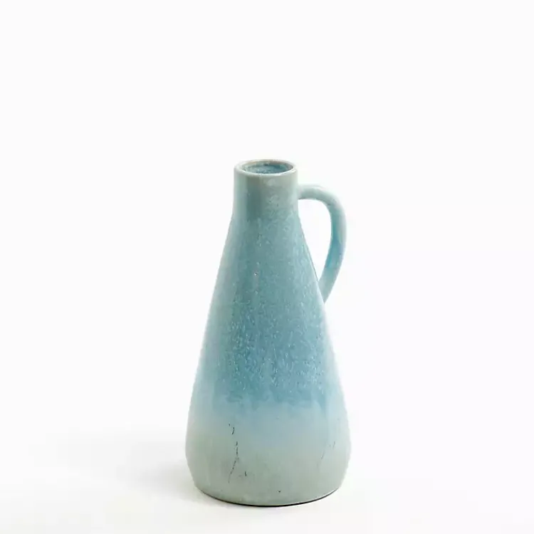 New Blue Ombre Ceramic Jug Vase, 10 in. Vases