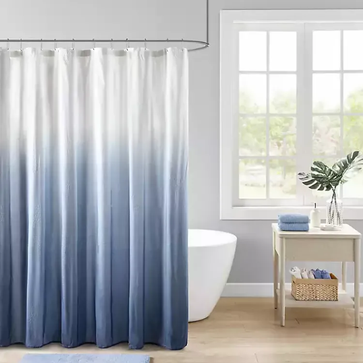 Kirklands Home Shower Curtains|Blue Ombre Seersucker Shower Curtain