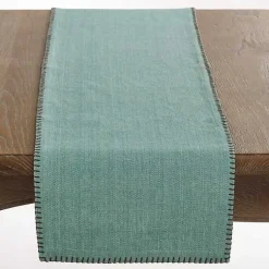 Kirklands Home Table Linens|Overcast Stitch Cotton Table Runner Blue