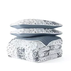 Kirklands Home Quilts|Blue Patchwork Reversible 3-pc. Queen Quilt Set