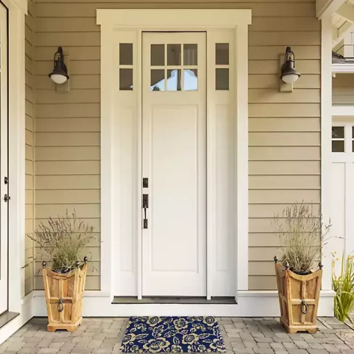 Kirklands Home Doormats|Blue Peonies Coir Doormat