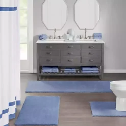 Kirklands Home Bathroom Rugs|Blue Plush Microfiber Bath Mat, 20x24
