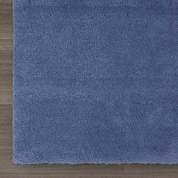 Kirklands Home Bathroom Rugs|Blue Plush Microfiber Bath Mat, 20x24
