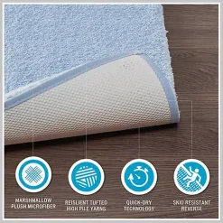 Kirklands Home Bathroom Rugs|Blue Plush Microfiber Bath Mat, 20x24