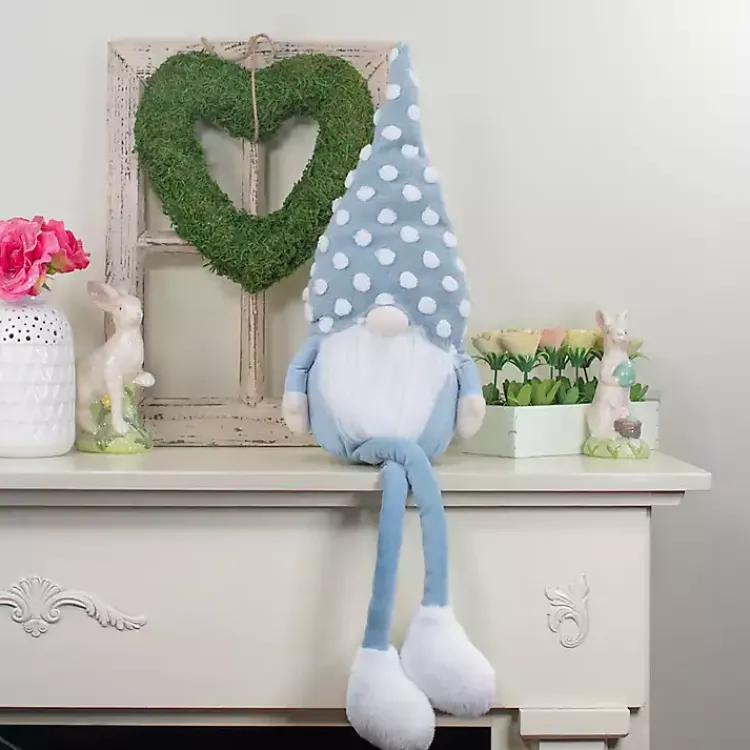 Blue Polka Dotted Gnome Shelf Sitter Statues & Figurines