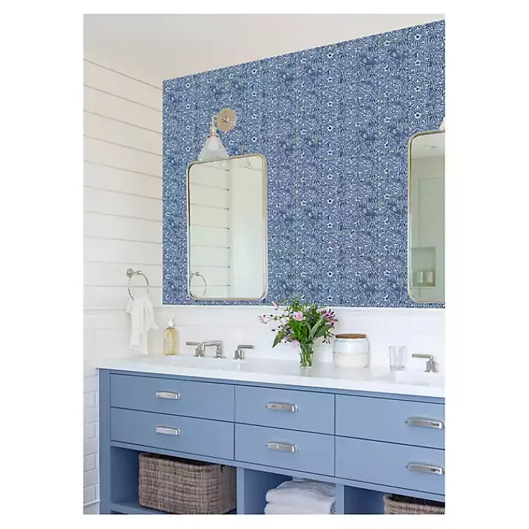 Kirklands Home Wall Murals & Wallpaper|Provincial Tiles Peel & Stick Wallpaper Blue