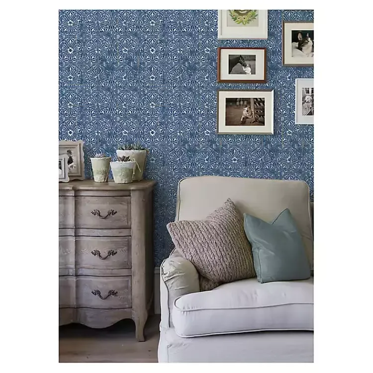 Kirklands Home Wall Murals & Wallpaper|Provincial Tiles Peel & Stick Wallpaper Blue