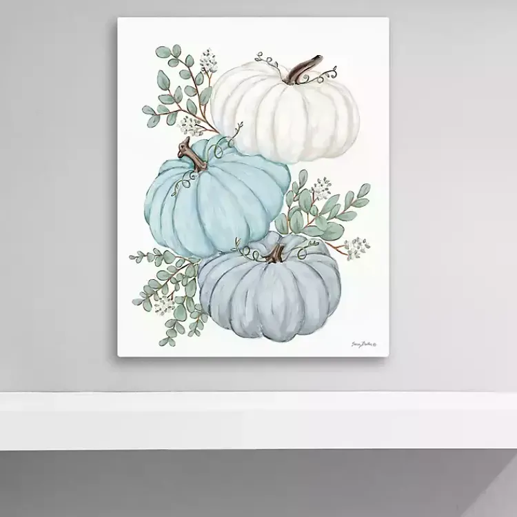 Online Blue Pumpkin Trio Canvas Art Print Fall
