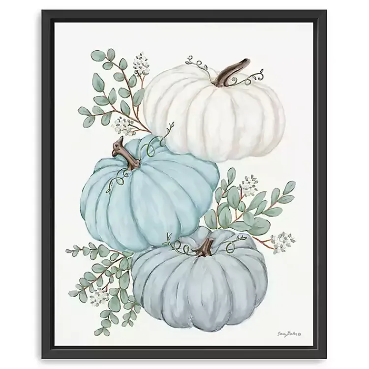 Online Blue Pumpkin Trio Framed Canvas Print, 26x32 in. Fall