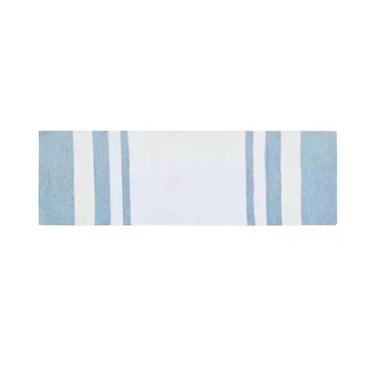 Kirklands Home Bathroom Rugs|Blue Reversible Stripe Trim Bath Mat, 72 in.