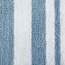Kirklands Home Bathroom Rugs|Blue Reversible Stripe Trim Bath Mat, 72 in.