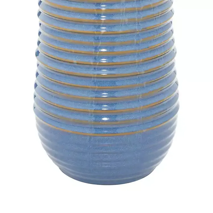 Kirklands Home Table Lamps|Blue Ribbed Stoneware Table Lamp White