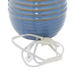 Kirklands Home Table Lamps|Blue Ribbed Stoneware Table Lamp White