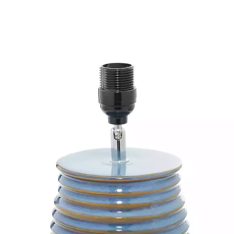 Kirklands Home Table Lamps|Blue Ribbed Stoneware Table Lamp White