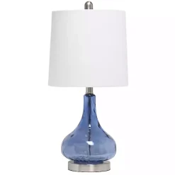 Kirklands Home Table Lamps|Rippled Glass Droplet Table Lamp Blue