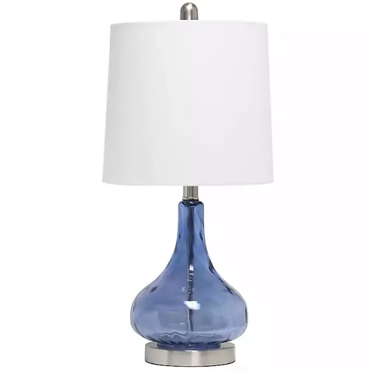 Kirklands Home Table Lamps|Rippled Glass Droplet Table Lamp Blue