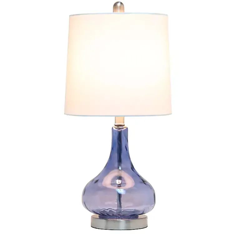 Kirklands Home Table Lamps|Rippled Glass Droplet Table Lamp Blue