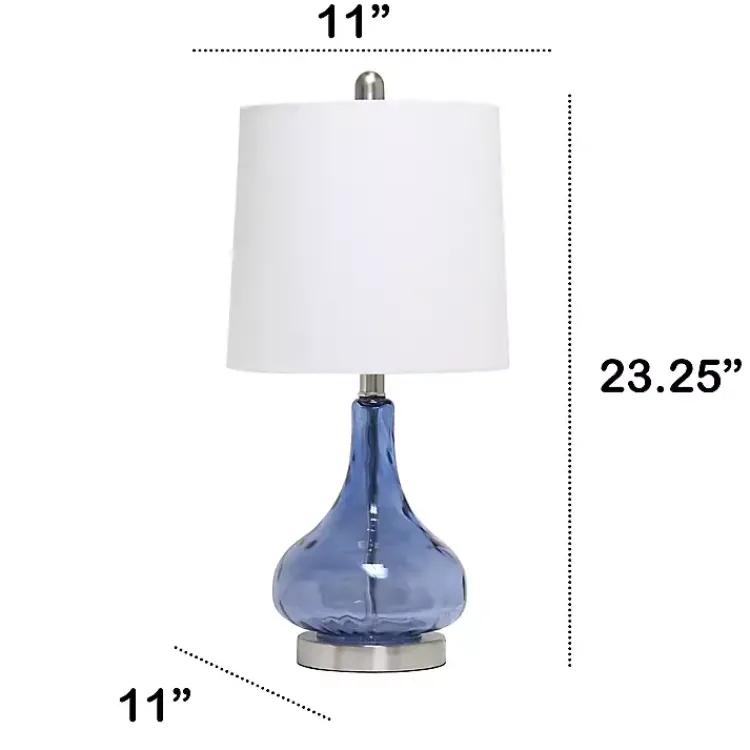 Kirklands Home Table Lamps|Rippled Glass Droplet Table Lamp Blue