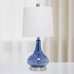 Kirklands Home Table Lamps|Rippled Glass Droplet Table Lamp Blue