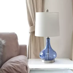 Kirklands Home Table Lamps|Rippled Glass Droplet Table Lamp Blue