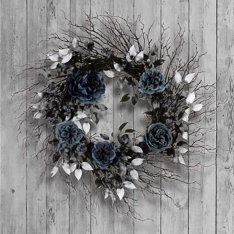 Clearance Blue Roses and Deadwood Wreath Halloween