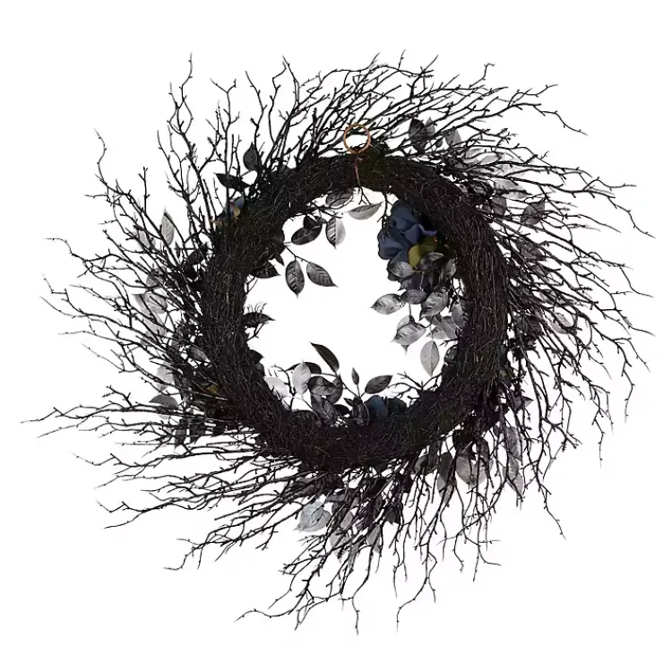 Clearance Blue Roses and Deadwood Wreath Halloween