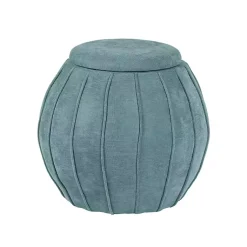Kirklands Home Benches & Ottomans|Rounded Oval Storage Ottoman Blue