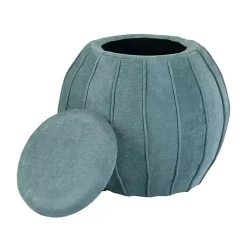 Kirklands Home Benches & Ottomans|Rounded Oval Storage Ottoman Blue