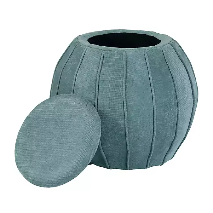 Kirklands Home Benches & Ottomans|Rounded Oval Storage Ottoman Blue