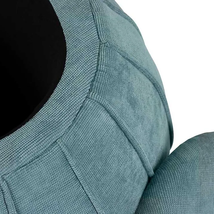 Kirklands Home Benches & Ottomans|Rounded Oval Storage Ottoman Blue