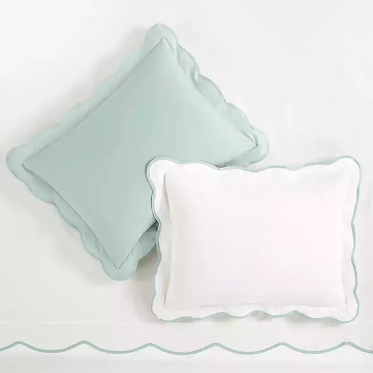 Kirklands Home Duvets|Blue Scallop Edge 3-pc. Full/Queen Duvet Cover Set