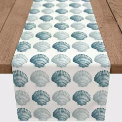 Kirklands Home Table Linens|Blue Scallop Seashells Table Runner, 90 in.