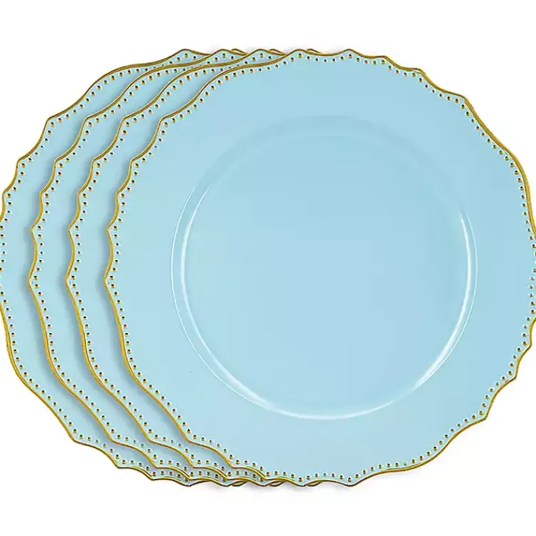 Kirklands Home Serving & Entertaining|Scalloped Beaded Rim Chargers, Set of 4 Blue