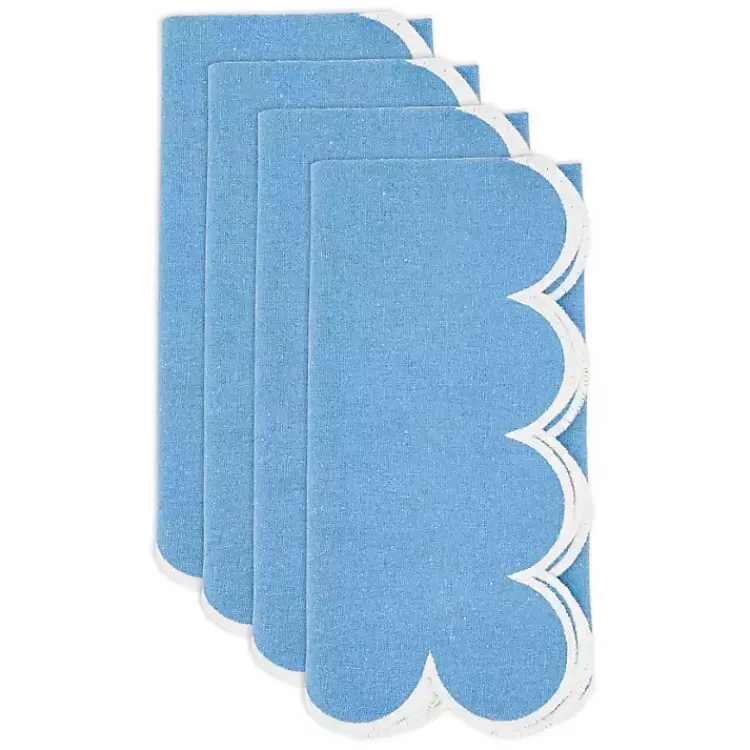 Kirklands Home Table Linens|Scalloped Edge Napkins, Set of 4 Blue