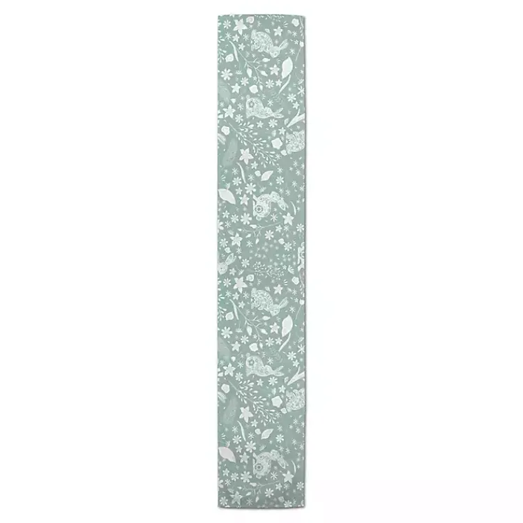 Kirklands Home Table Linens|Blue Scandinavian Bunny Table Runner, 72 in.