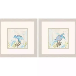 Kirklands Home Framed Art|Blue Sea Turtle Frames Art Prints, Set of 2