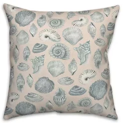 Kirklands Home Outdoor Cushions & Pillows|Blue Seashell Outdoor Throw Pillow
