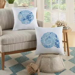 Blue Seashell Throw Pillow Pillows