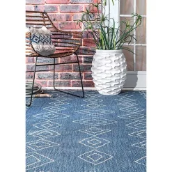 Kirklands Home Outdoor Rugs|Blue Serna Tribal Outdoor Area Rug, 5x8