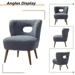 Kirklands Home Accent Chairs|Sherpa Barrel Accent Chair Blue