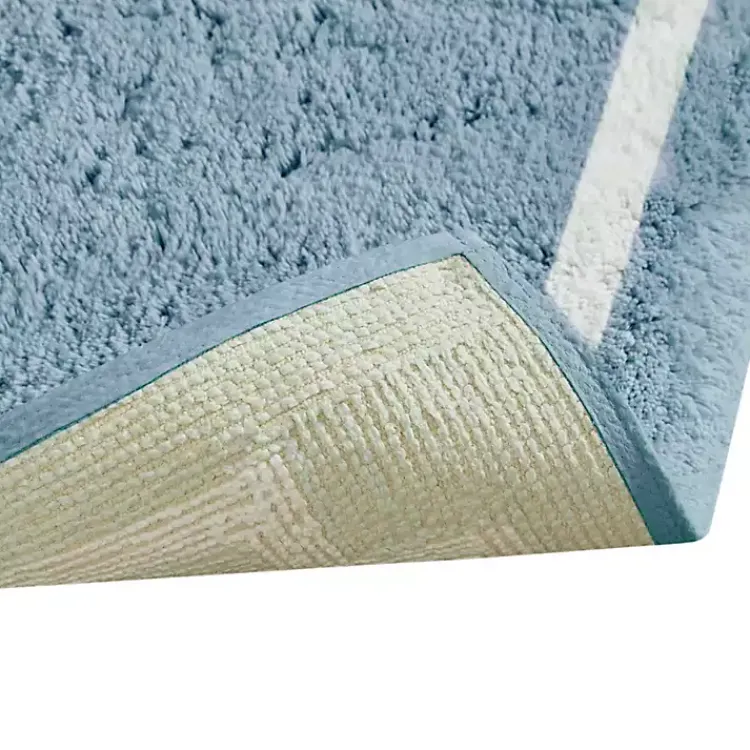 Kirklands Home Bathroom Rugs|Blue Simple Trim Cotton Tufted Bath Mat, 30 in.