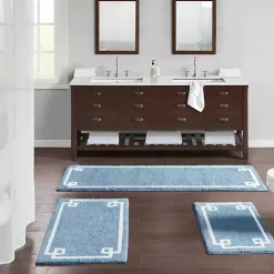 Kirklands Home Bathroom Rugs|Blue Simple Trim Cotton Tufted Bath Mat, 30 in.