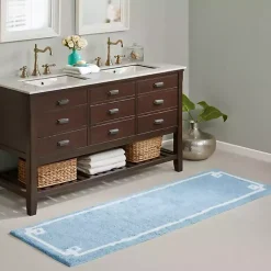 Kirklands Home Bathroom Rugs|Simple Trim Cotton Tufted Bath Mat, 72 in. Blue